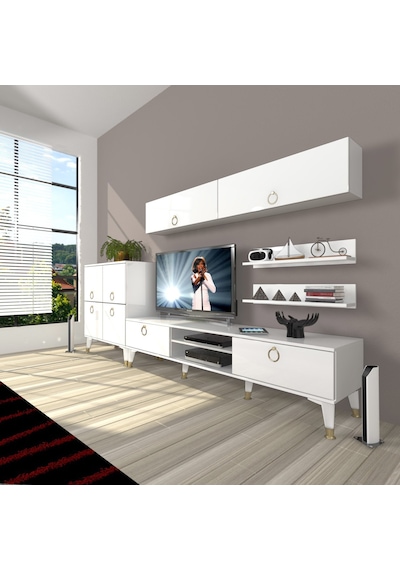 Decoraktiv Eko 6y Mdf Dvd Gold Tv Ünitesi Tv Sehpası Beyaz