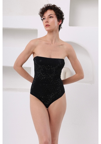 Lapıeno Taşlı Soft Straplez Mayo 4114 Siyah
