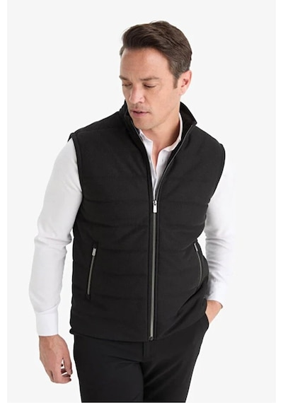 Defacto Slim Fit Dar Kesim Dik Yaka Astarlı Fermuarlı Cepli Mevsimlik Baharlık Yelek D7536AX25AU Bej
