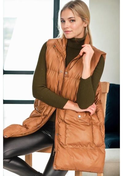 Z6729 Dewberry Hk Style Bayan Yelek-camel-1 Camel-1