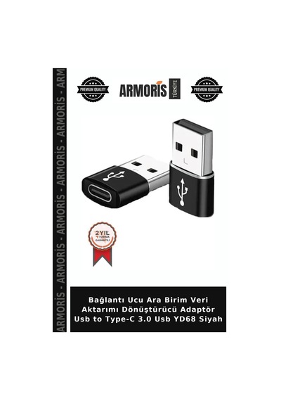 Bağlantı Ucu Ara Birim Veri Aktarımı Dönüştürücü Adaptör Usb To Type-c 3.0 Usb Yd68 Siyah