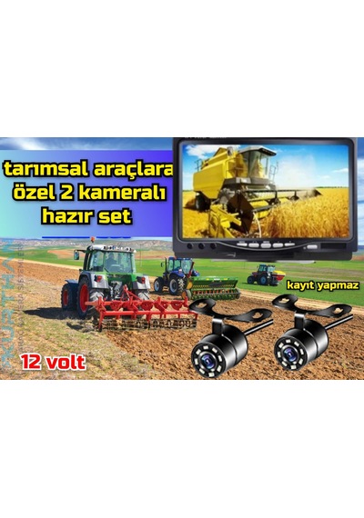 Tarımsal Araçlara 7 İnç Monitör Ve 2 Adet Beyaz Ledli Kamera Seti
