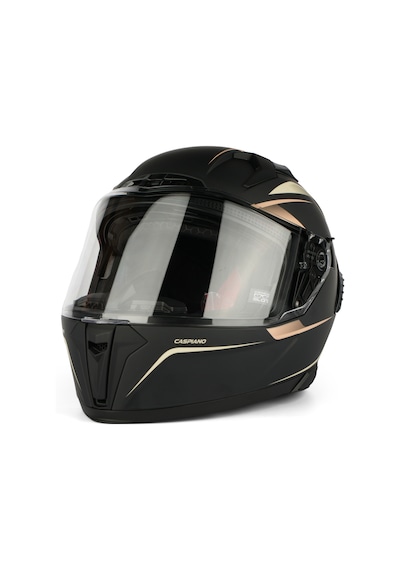 Caspiano Homer Full-face Led Işıklı Glossy Black / Gold Motosiklet Kaskı Ece-r 22.06 Sertifikalı Sarı