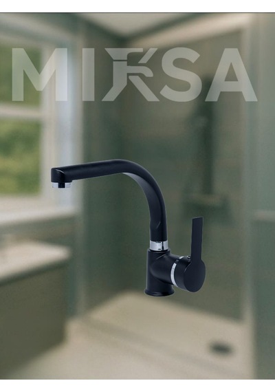 Siyah-krom Armut Balıksırtı Borulu Banyo Lavabo Bataryası Çeşmesi Musluğu Çift Su Girişli