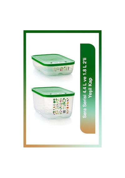 Tupperware Sera Serisi 4.4 L ve 1.8 L 2'li Yeşil Kap
