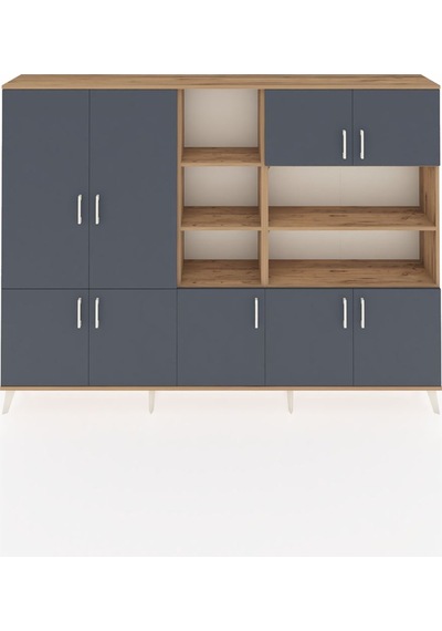 Arges Dolap 14 Raflı 9 Kapaklı 220x30x163 Çam-antrasit/çam Çam-antrasit/çam Arges Dolap 14 Raflı 9 Kapaklı 220x30x163 Çam-antrasit/çam Çam-antrasit/çam