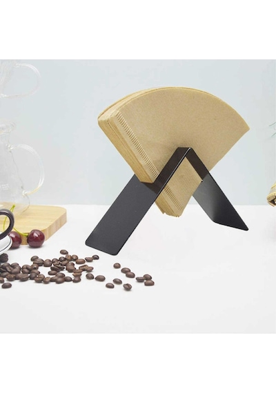 Filtre Kahve Kağıdı Tutucu Stand Aparatı Dekoratif Metal Peçetelik Siyah