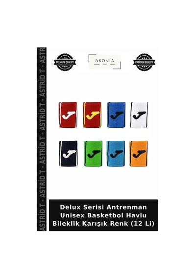 Delux Serisi Antrenman Unisex Basketbol Havlu Bileklik Karışık Renk 12 Li Çok Renkli