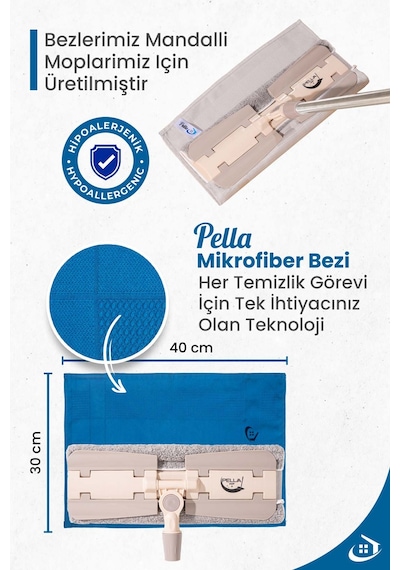 Pella Active Çamaşır Suyu ile Kullanılabilen Mikrofiber Bez 3'lü 40 x 30 CM