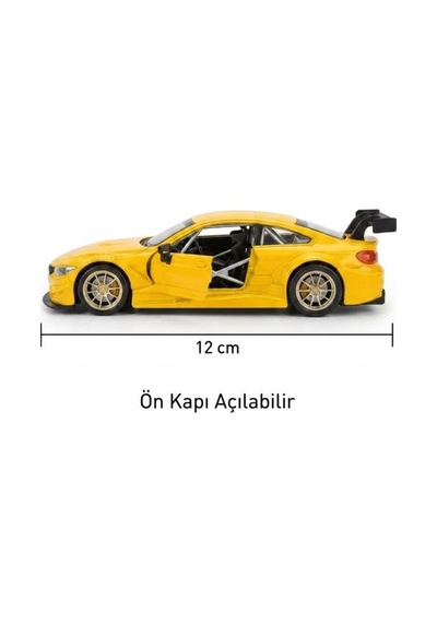 Hobbiez Lisanslı Bmw M4 Kapıları Açılabilir Model Diecast 1.36 Ölçek Metal Model Araç Sarı