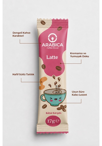Arabica Coffee House Latte Nitelikli Stick Kahve 17 Gr X 48 Adet - Barista Karışımı Granül