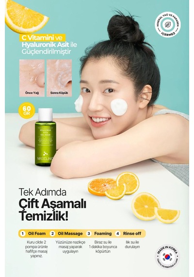 Maxclinic Vitamin Kompleksi ile Tek Adımda Çift Aşamalı Temizlik MAXCLINIC Hyaluron Vita Oil Foam 60 GR