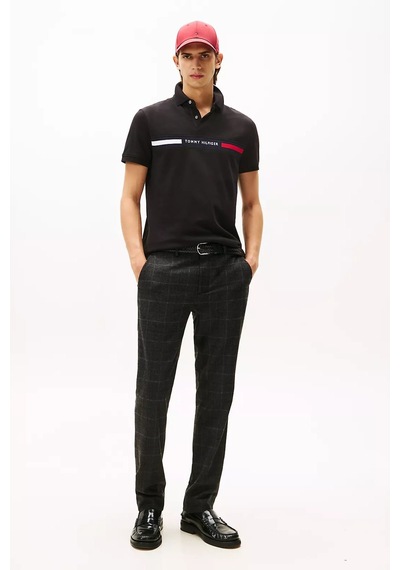 Tommy Hilfiger Erkek Regular Fit Göğsü Şeritli Ve Yazı Nakışlı Polo Yaka T-shirt - Siyah Triple Black Tommy Hilfiger Erkek Regular Fit Göğsü Şeritli Ve Yazı Nakışlı Polo Yaka T-shirt - Siyah Triple Black