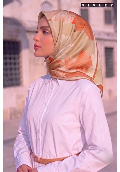 Sisley İpek Saten Eşarp-asm2041 Hardal