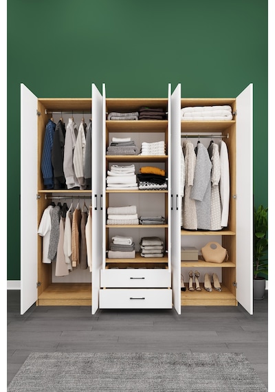 Asra Trend Lüks 6 Kapaklı Çekmeceli Gardırop %100 Mdf Askılı Aynalı Düzenleyici Elbise Dolabı G-05 Karina - Beyaz Asra Trend Lüks 6 Kapaklı Çekmeceli Gardırop %100 Mdf Askılı Aynalı Düzenleyici Elbise Dolabı G-05 Karina - Beyaz