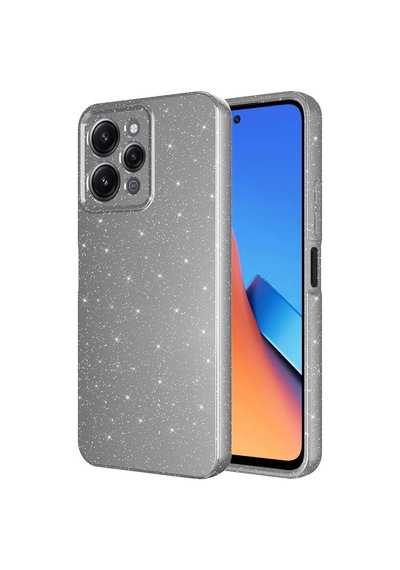 Xiaomi Redmi 12 Kılıf Kamera Korumalı Simli Lüks Zore Koton Kapak Gri