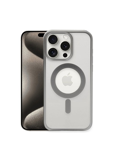 Apple iPhone Uyumlu 15 Pro Max Kılıf Erozi Magsafe Kapak - Gümüş İtdark35516