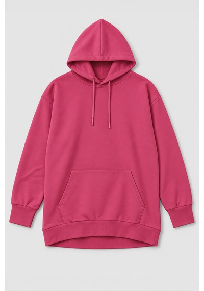 Markapia Kadın Kapüşonlu Cepli Sweatshirt Fuşya