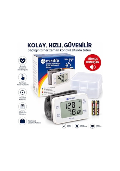 Türkçe Konuşan Bilekten Tansiyon Aleti Kişiye Özel İsimli Ahşap Kutulu Dijital Tansiyon Ölçer -