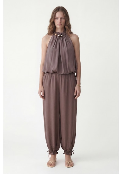 Antioch 100% Lyocell Bluz Pantolon Takım Kahverengi