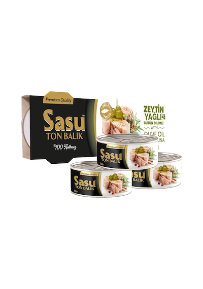 Sasu Zeytinyağlı Ton Balığı Bütün Dilim 3 x 80 G