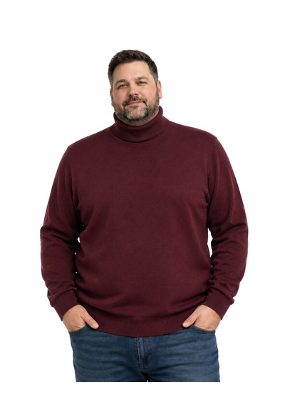 Battalmoda Erkek Büyük Beden Bordo Tam Balıkçı Triko Kazak 3xl-4xl-5xl-6xl