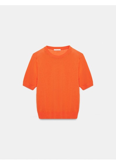 Dilvin 10872 Lyocell Karışımlı Minimal Bluz-oranj