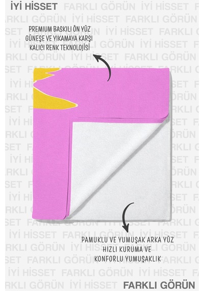 Gün Batımı Soyut Deniz Manzara Desenli Plaj Havlusu - Tropikal Sarı Pembe Havuz Banyo Sahil Örtüsü Çok Renkli