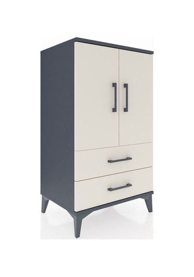 Hyperion Komodin 2 Raflı 2 Çekmeceli 2 Kapaklı 60x44x106 Antrasit-aytaşı Antrasit