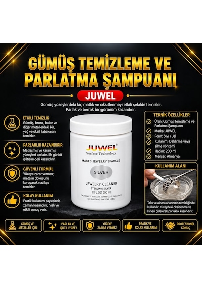 Kuyumculuk Gümüş Temizleme Ve Parlatma Şampuanı - Juwel Marka Bakım Ve Temizleme Ürünü Metalik