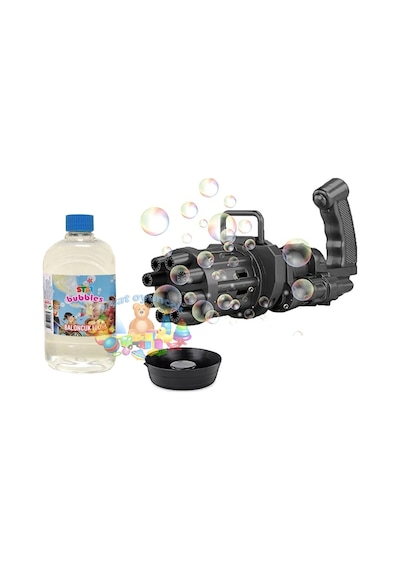 Pilli Köpüklü Oyuncak Tabanca Köpük Makinesi Bubble Machine Siyah 500 Ml Köpük