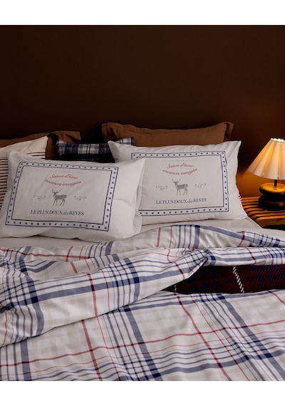 Madame Coco Philippe King Size %100 Pamuk Ranforce Baskılı Çarşaflı Nevresim Takımı - Mavi 8684427302910 Çok Renkli