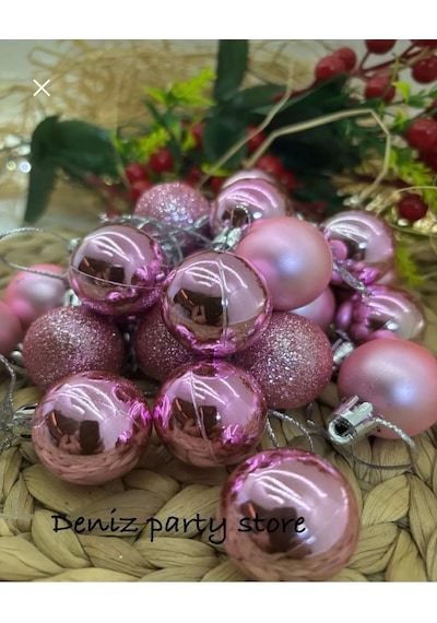 Deniz Party Store 24 Adet Yılbaşı Ağaç Süsü Cici Top 3 Cm