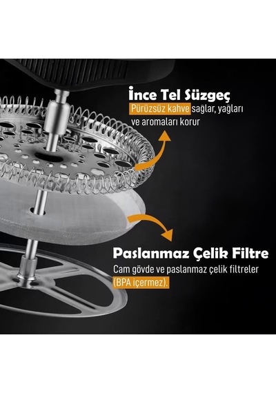 600 Ml French Press, Borosilikat Cam Kahve Ve Bitki Çayı Demleme Ff084 Diğer