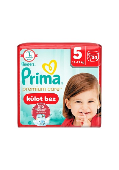 Prima Külot Bebek Bezi Premium Care 5 Numara 34'lü 11-17 Kg Zeus8690010022745