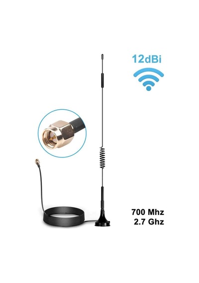 12dbi Dış Mekan Anten Sma Erkek 1.5 Metre Kablo 700mhz - 2.7ghz Mıknatıslı Gsm Wifi