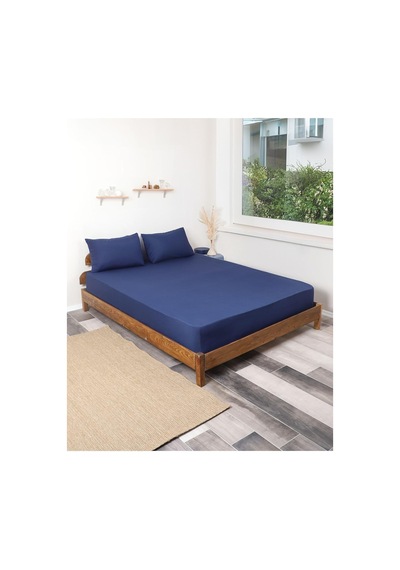 Rozet Tekstil Lacivert Lastikli Çarşaf Takımı Fitted Pamuklu Kumaş Yastık Kılıflı Lacivert 200 X 200 Genel