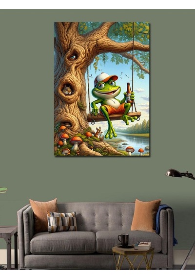 Kanvas Tablo Kurbağa Ve Ağustos Böceği 70cmx100cm