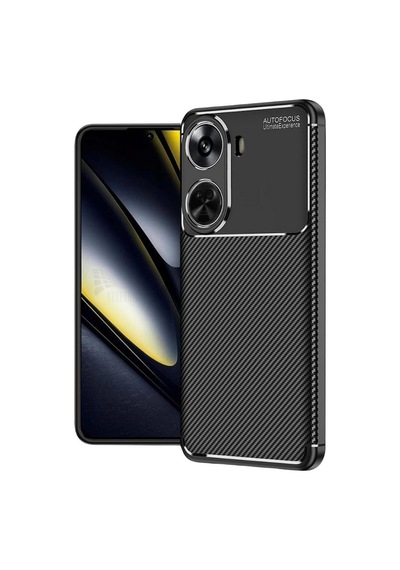 Huawei Nova 12 Se Uyumlu Silikon Kılıf Karbon Desenli Kamera Korumalı Autofocus Kapak Siyah Siyah