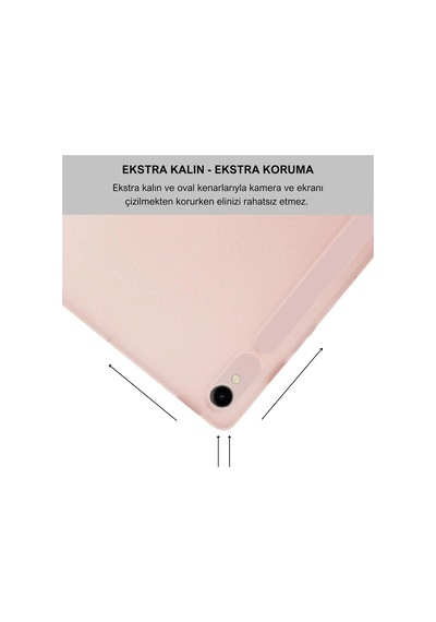 Klasse Samsung Galaxy Tab S10 Fe / S9 Fe 10.9 İnç Uyumlu Smart Kılıf, S Pen Kalemlikli, Trifold, Esnek, Mat, Darbeye Tam Dayanıklı Tablet Kılıfı Pembe