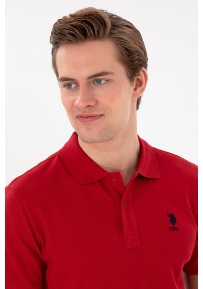 U.S. Polo Assn. Erkek Slim Fit Polo Yaka Kırmızı Basic Tişört 50298041-VR171