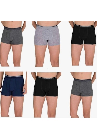 6'lı Berrak Erkek Likralı Pamuklu Boxer Karışık Renk - 1097 Çok Renkli