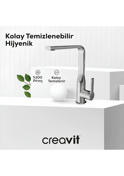 Creavit Nuovo Lavabo Banyo Eviye Bataryası 3'lü Set NU1600-NU2500-NU8500 Krom