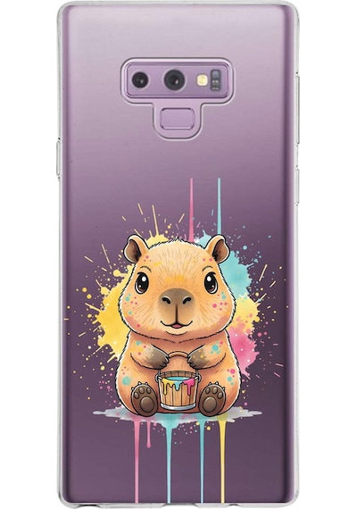 Samsung Galaxy Note 9 İle Uyumlu Splash Kapibara Tasarımlı Şeffaf Silikon Kılıf Şeffaf