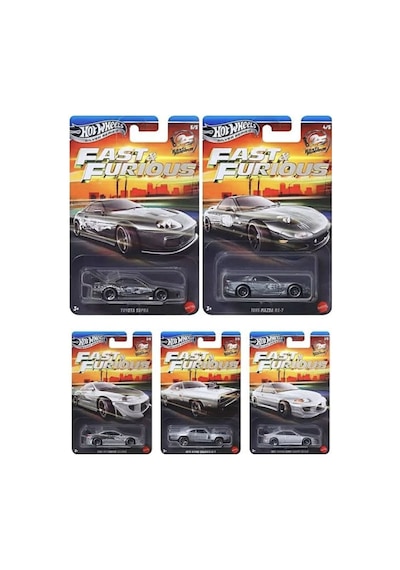 Hot Wheels Fast Furious 25. Yıl Özel Silver Series 2026 5 Li Set Gri