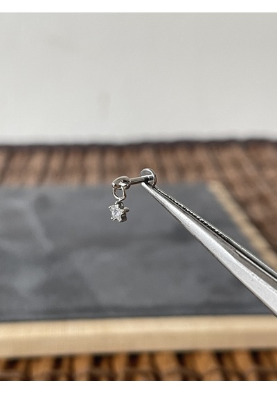 Yüksek Kalite G23 Titanium Yıldız Sallantı Titanyum 6 X 1.2 MM Labret Piercing Beyaz