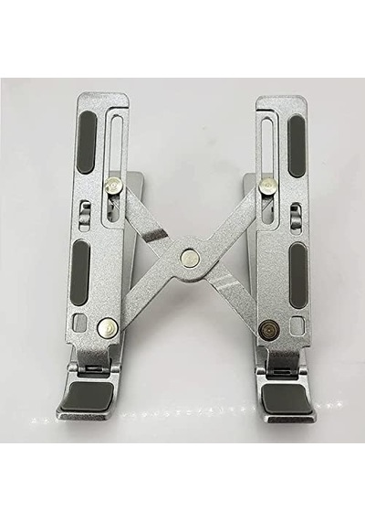 Mini Metal Stand Katlanabilir Çantada Taşınabilir Folding Alüminyum 8 Kademeli Telefon Ve Tablet Standı 13 Cm Mini Dizayn Rt008 Silver