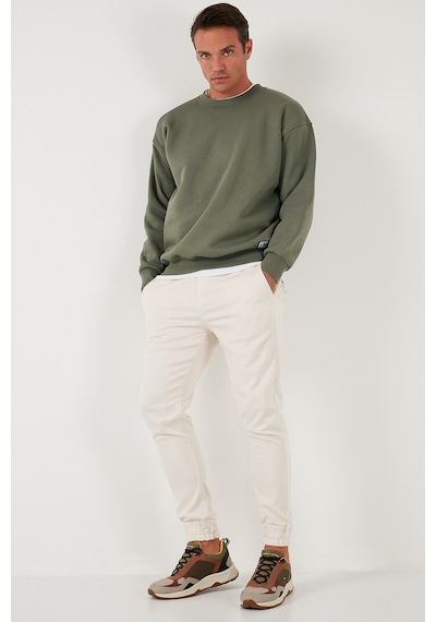Buratti Regular Fit Bisiklet Yaka Pamuklu Içi Tüylü Yumuşak Şardonlu Erkek Sweat 5905255 Haki