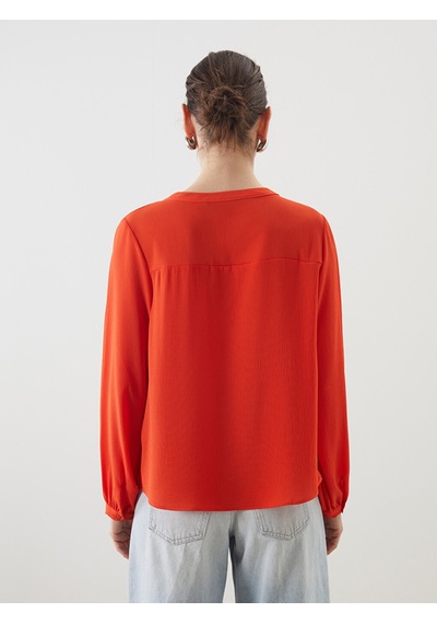 Lcwaıkıkı Classic Turuncu Kaçık Yaka Oversize Kadın Bluz
