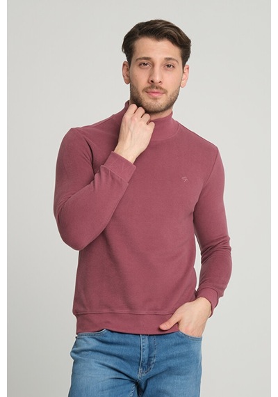 Gül Kurusu Yarım Boğazlı Sweatshirt Kazak 001